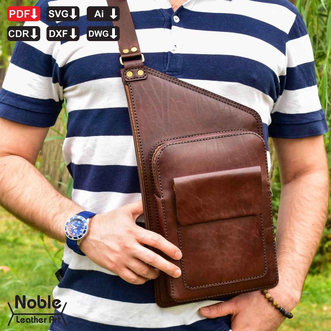 Leather Sling Bag Pattern Pdf Svg, Large Sling Backpack Template ...