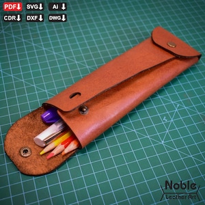 no stitch leather pencil case pattern, minimalist pencil pouch svg & pdf, DIY cricut-friendly leather template