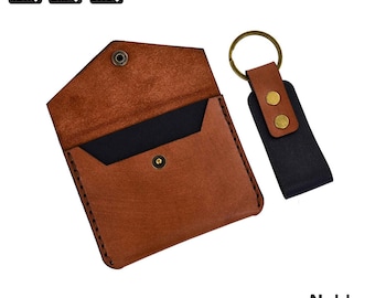leather card holder & keychain pattern set, DIY leather wallet and keyring template, svg and pdf for cricut and laser cutting