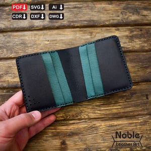 small leather wallet pattern, minimalist pocket card holder template, DIY men&#39;s wallet pdf svg, leathercraft sewing pattern for beginners