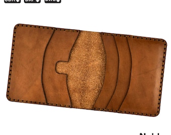 molde de porta-cartões de couro, modelo de carteira minimalista, porta-cartões faça você mesmo svg e pdf, carteira compacta para cricut e corte a laser