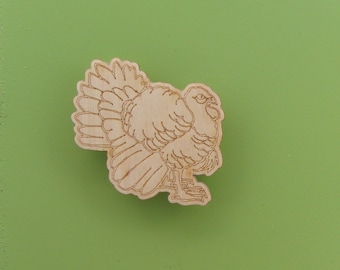 Turkey magnet, engraved wood