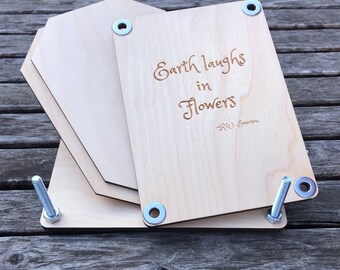 Flower Press, Engraved quote, wood, large or small, made in USA, flower press kit, mother's day gift