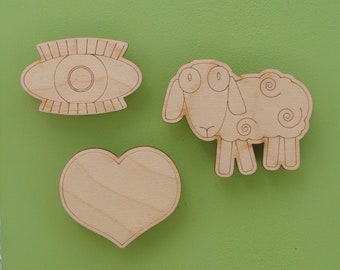 I love you magnets, engraved wood