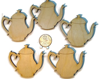 Teapot pins, engraved wood