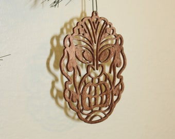 Tiki Christmas ornament, Tree ornament, wooden ornament, Tiki ornament, Tiki holiday decor, Hawaiian decor, Tiki bar decor, tiki gift