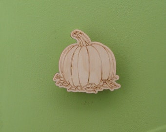 Pumpkin magnet, engraved wood