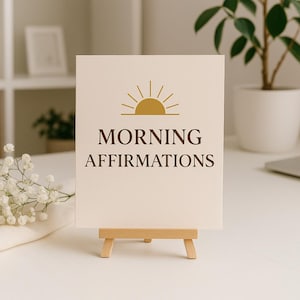 Tarjetas de Afirmaciones Matutinas – Set Digital Imprimible | Color + B/N | Frases Diarias Positivas para Mentalidad y Manifestación