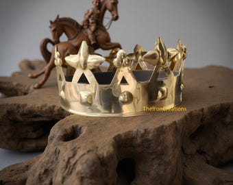 Medieval Plantagenet Brass Crown Roman King Costume For Cosplay Party, Larp Suit