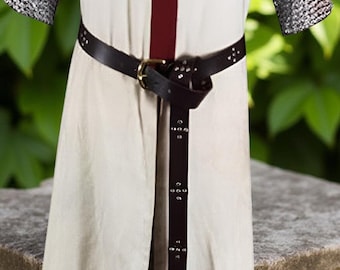 Medieval Knight Crusader Costume – Maroon & Off-White Templar Tunic – Renaissance SCA – Sizes S to 6XL