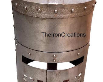 Medieval Knight Helmet: Monty Python Cosplay, 18 Gauge Steel Halloween Cosplay Movie Roleplay, Larp