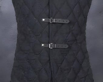 Medieval Padded Gambeson Vest – Sleeveless Under Armor Jacket Cotton Fabric  & Reenactment (Sizes S–7XL), Larp