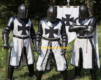 Medieval Blackened Templar Armor Set – Full Body Knight Suit for Cosplay, LARP & Costume Events