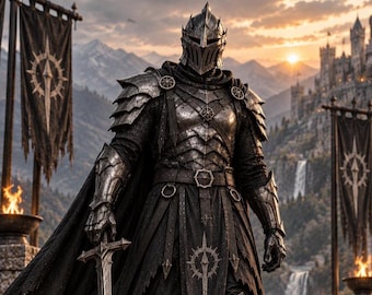 Handmade Gothic Knight Armor Set with Hooded Cloak, Steel Warrior Costume, LARP Cosplay