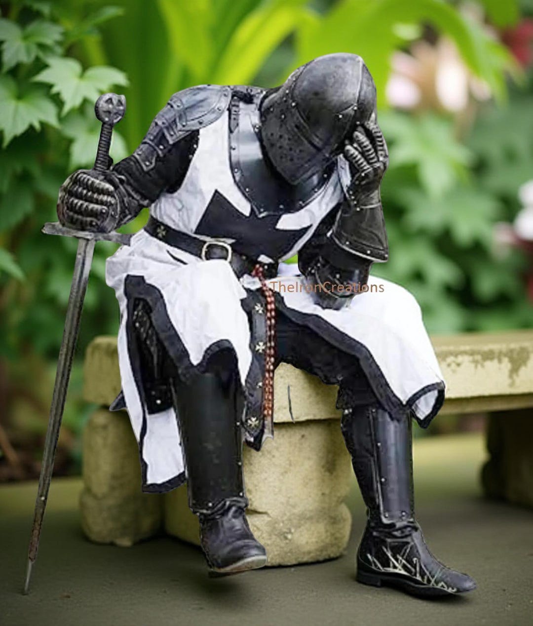 中世の黒ずんだテンプル騎士団の鎧セット - コスプレ、LARP