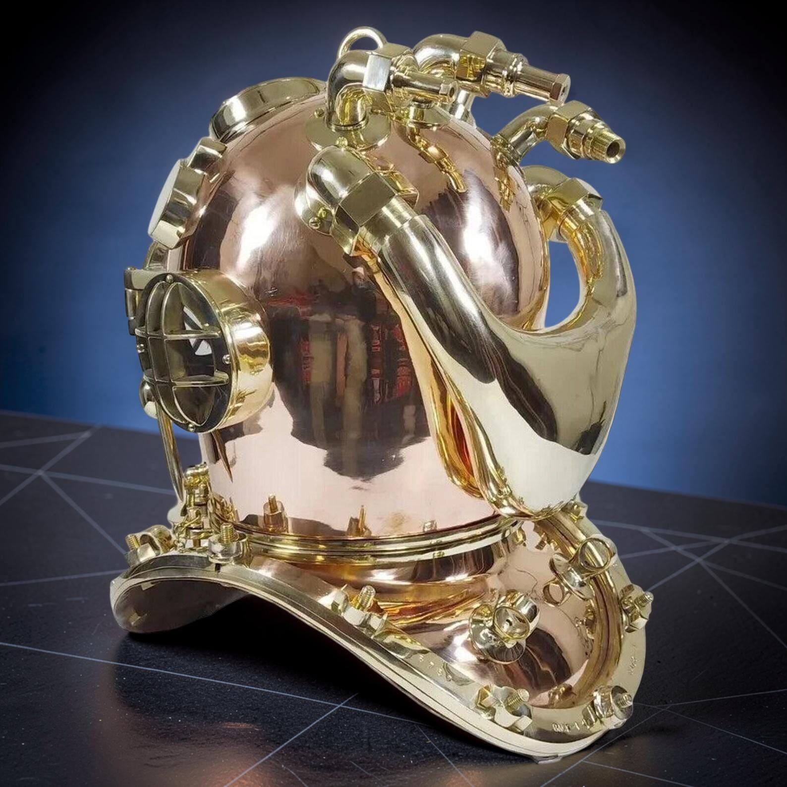 XL 22 Inch Copper Brass US Navy Mark V Diving Helmet – Replica Nautical ...
