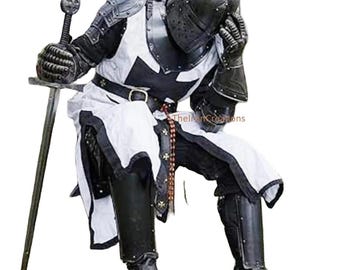 Templar Knight Armor Set – Full Body Steel Suit, Crusader Cosplay Costume