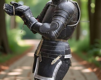 Gothic Black Steel Full Plate Armor – 15th Century Knight Suit Cosplay, LARP, Halloween Roleplay