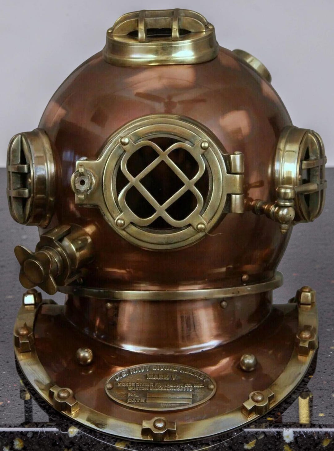 US Navy Mark V Diving Helmet Replica – Solid Copper Brass Nautical ...