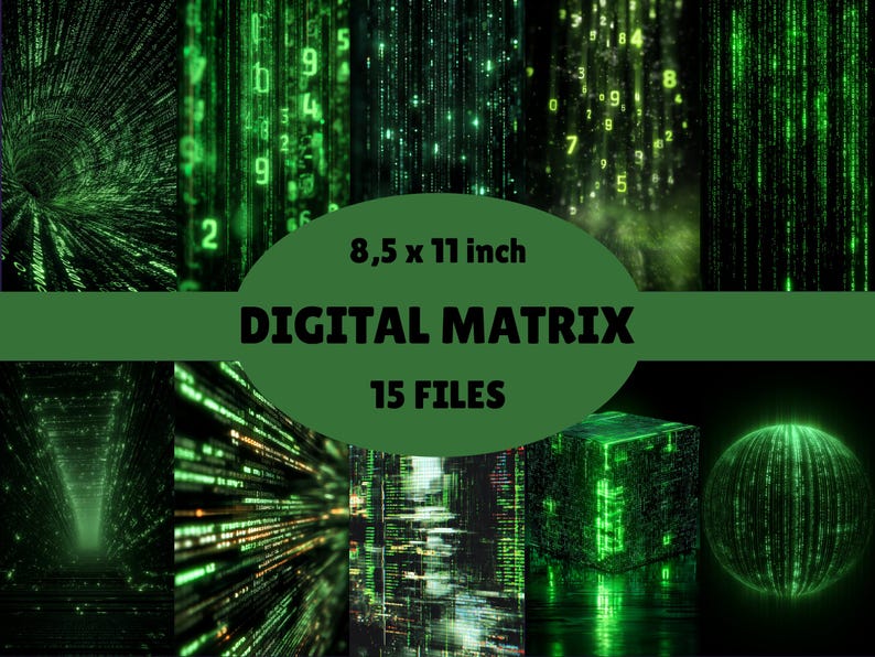 Digital Matrix Paper Bundle – 15 Sci-fi PNG Textures (digital Download ...