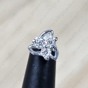 Moissanite Nose Pin, 10K/14K White Gold Nose Pin, Round Cut VVS1 Moissanite Solitaire Screw Back Nose Pin, Women&#39;s Nose Pin, Engagement Gift