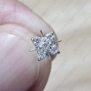 Round Cut D/VVS1 Moissanite Screw Back Nose Pin, Solid 10K/14K Gold Wedding Nose Pin, Anniversary Engagement Gift, Gift For Mom