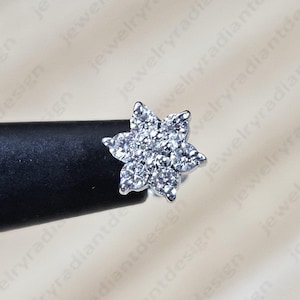 Round Cut Moissanite Nose Pin, Moissanite Screw Back Nose Pin, Moissanite Women&#39;s Nose Pin, Gift For Mom, Anniversary Gift, Wedding Gifts