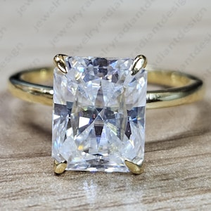 3.55 CTW Radiant Cut Moissanite Hidden Halo 14K Wedding Ring