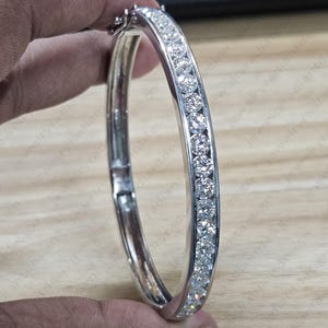 5 CTW Round Moissanite Bangle Bracelet: VVS1 D Color, 925 Sterling Silver