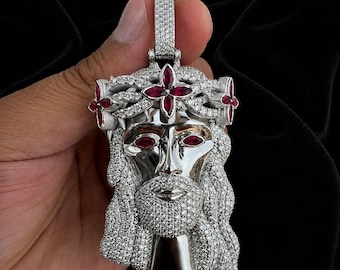 Iced Out Moissanite Jesus Pendant: 925 Sterling Silver Hip Hop Necklace