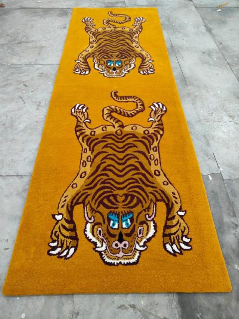 Hand Tufted Tibetan Tiger Rug | Funky Runner Rug | Boho Hallway Rug - Etsy