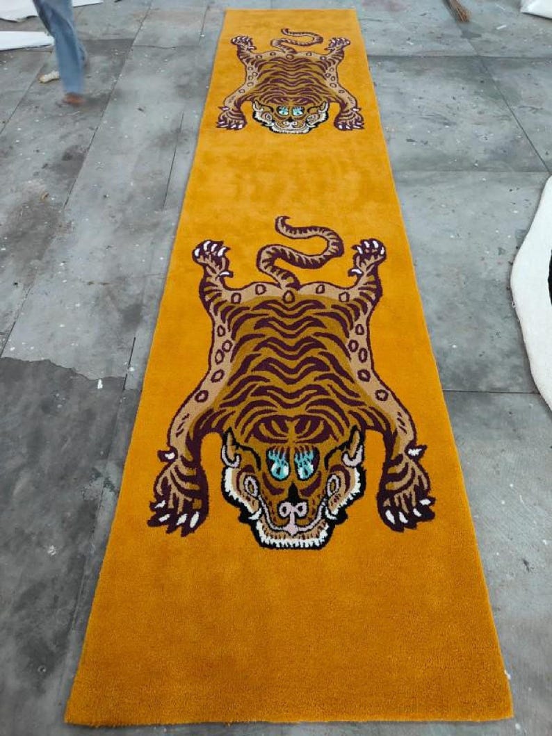 Hand Tufted Tibetan Tiger Rug | Funky Runner Rug | Boho Hallway Rug - Etsy