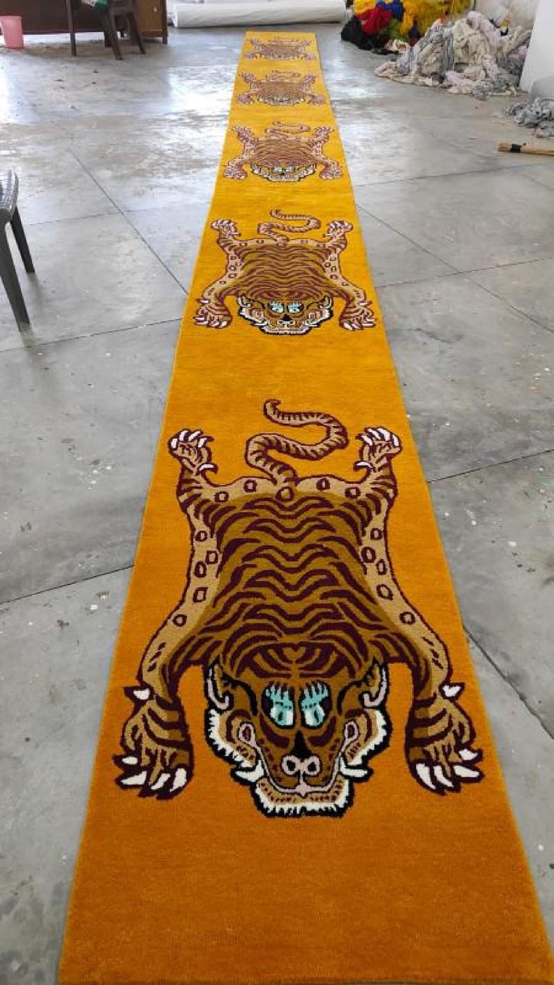 Hand Tufted Tibetan Tiger Rug | Funky Runner Rug | Boho Hallway Rug - Etsy