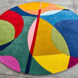 Round multicolor Hand-Tufted 100% Wool Area Rug for home, living room, guest room, bedroom, kids room/3ft,4ft,5ft,6ft,7ft,8ft,9ft,10ft.