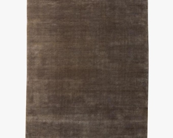 Taupe Brown 10x14 Handwoven Area Rug | Minimalist Elegant Home Decor