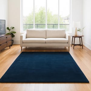Hand-Tufted Navy Blue Wool Rug: Plush, Sustainable, Handmade in India