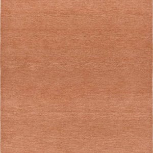 Handwoven Terracotta Wool Rug | Solid Burnt Orange Rug | Neutral Room Rug