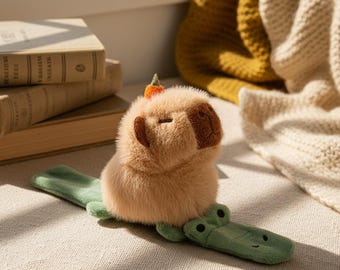 Handmade Capybara Plush Slap Bracelet: Kawaii Wristband Toy