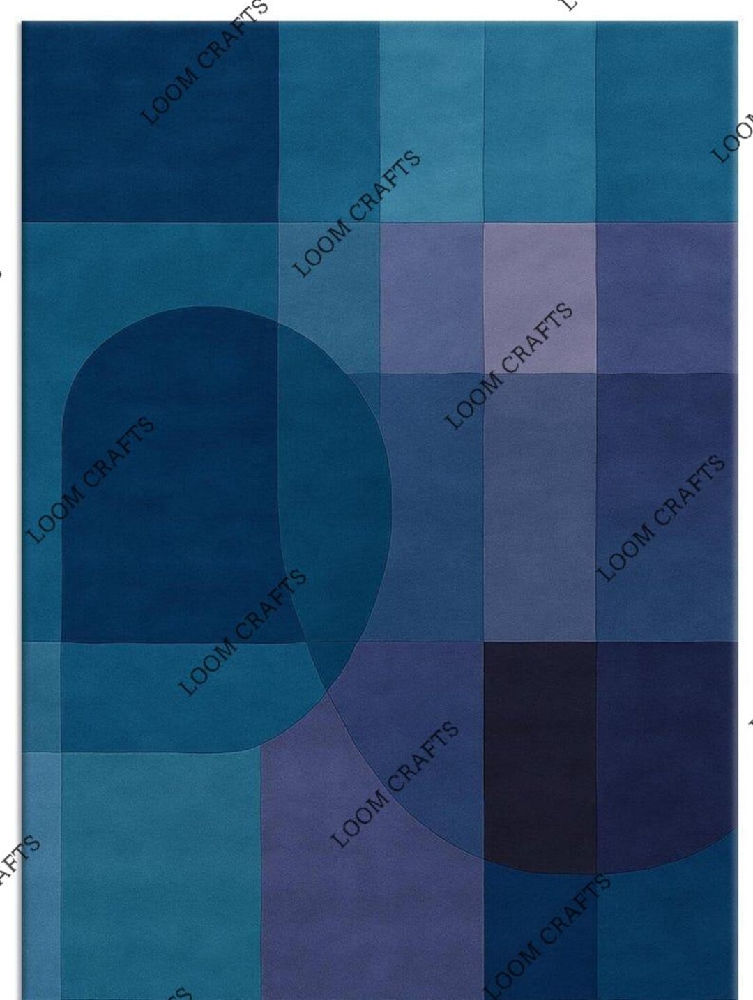 Hand Tufted Blue Abstract Geometric Area Rug, Modern Wool Designer Rug ...