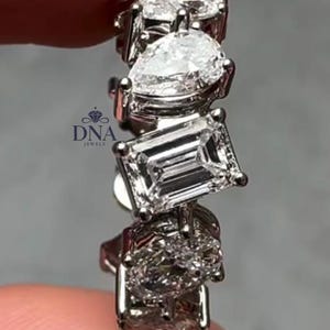 0,5ct jedes Multi Stein Moissanite Ewigkeit Ehering, Mix Form Moissanite Band, Multi Form Stein Band, Multi Stone Ewigkeit Band