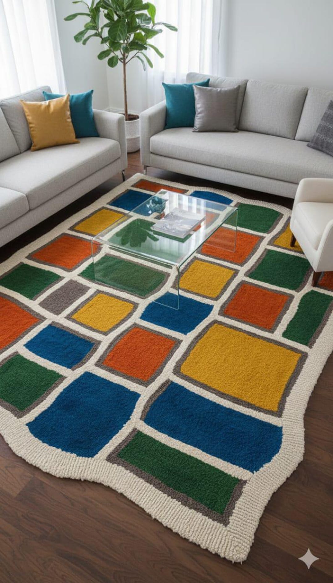 Modern Geometric Color Block Area Rug – Multicolor Contemporary Rug for ...