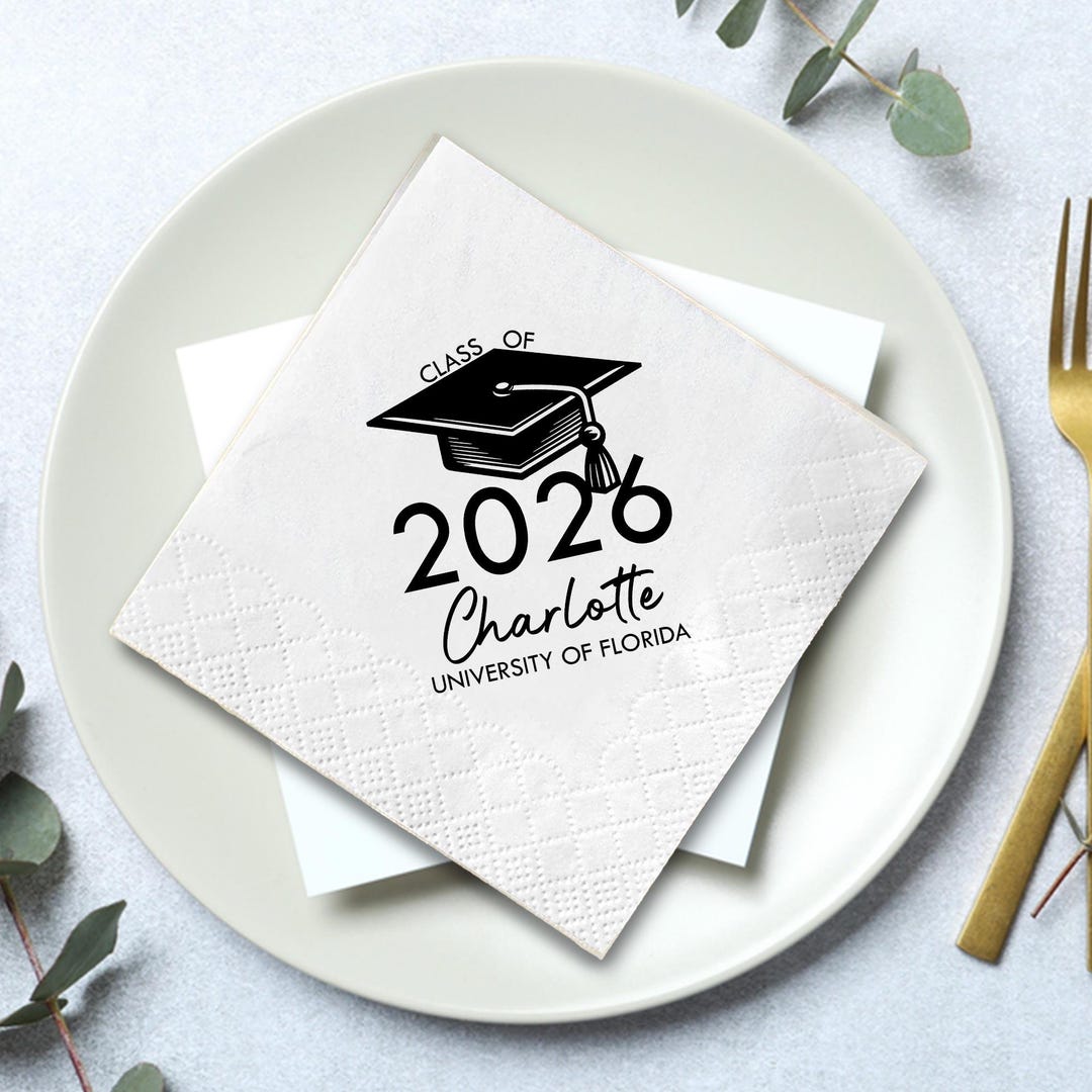 Personalized Graduation Napkins Class of 2026 Custom Name Napkins, Grad ...
