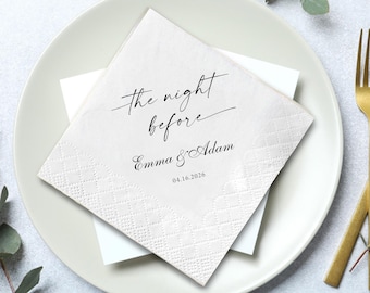 Guardanapos personalizados para o jantar de ensaio, guardanapos para a noite anterior ao casamento, guardanapos de coquetel personalizados para a festa de casamento.
