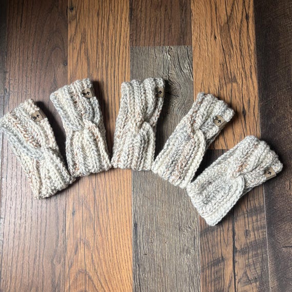 Hand-knit Twist Headband | Chunky Ear Warmer | Winter Head  display picture 3