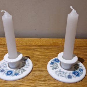 Pair of Wedgwood Clementine Candle Holders, Quality Bone China Vintage