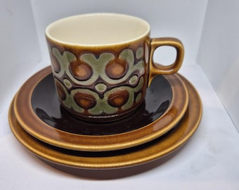 Vintage Hornsea Bronte grüne Tasse, Unterteller und Beilagen Pastete.