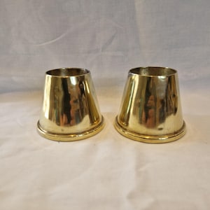 Pair Brass Trench Art Ashtrays or Inkwells. made from brass nose cone caps. WW1