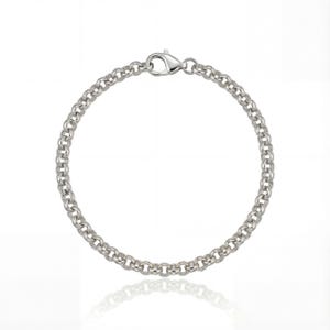 May include: A silver-colored bracelet with a circular chain design. The bracelet has a lobster clasp closure. The jewelry is displayed on a white background.