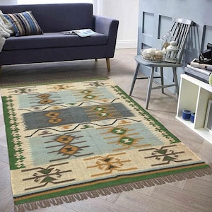 4x6, 5x8, 6x9, 8x10 Handgewebter Wollteppich Handgewebter Jute Teppich Flachgewebe Teppich, Kelim Teppich, Flachgewebe Teppich, Boho Teppich, Indischer Dhurrie Teppich