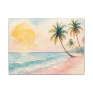 Tropical Beach Canvas Print, Coastal Wall Art, Decor, Beach House Decor, Summer Vibes Art, Gift for Ocean Lovers